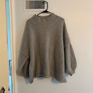 Cozy Gray Cowl-Neck Oversized Sweater